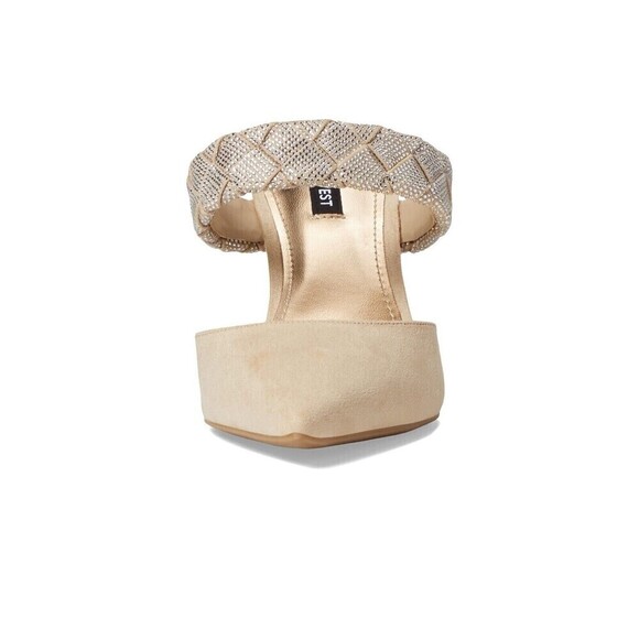 Nine West luxury fresah Shoes West Greet Womens Rhinestone High Heels cream 10M - Picture 2 of 8